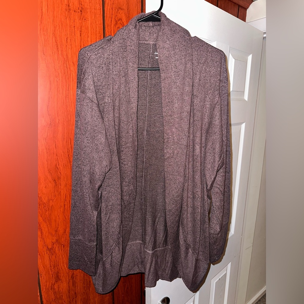Maurice’s cardigan. Soft purple.
